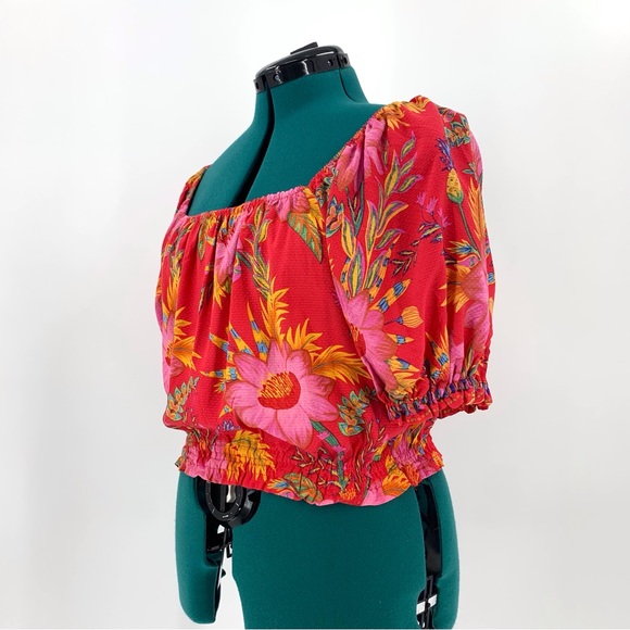 RACHEL Rachel Roy NWT Red Tropical Floral Patterned Off-the Shoulder Top, Medium - Picture 3 of 15